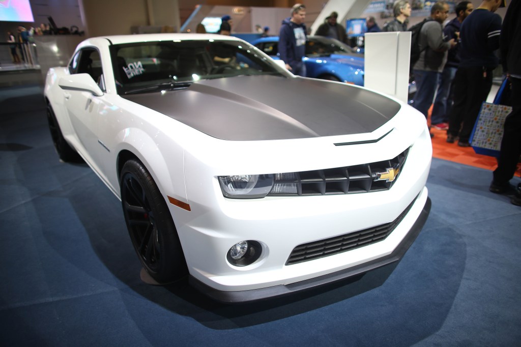 A 2013 Chevy Camaro on display at an auto show