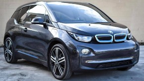 A black 2015 BMW i3 REX