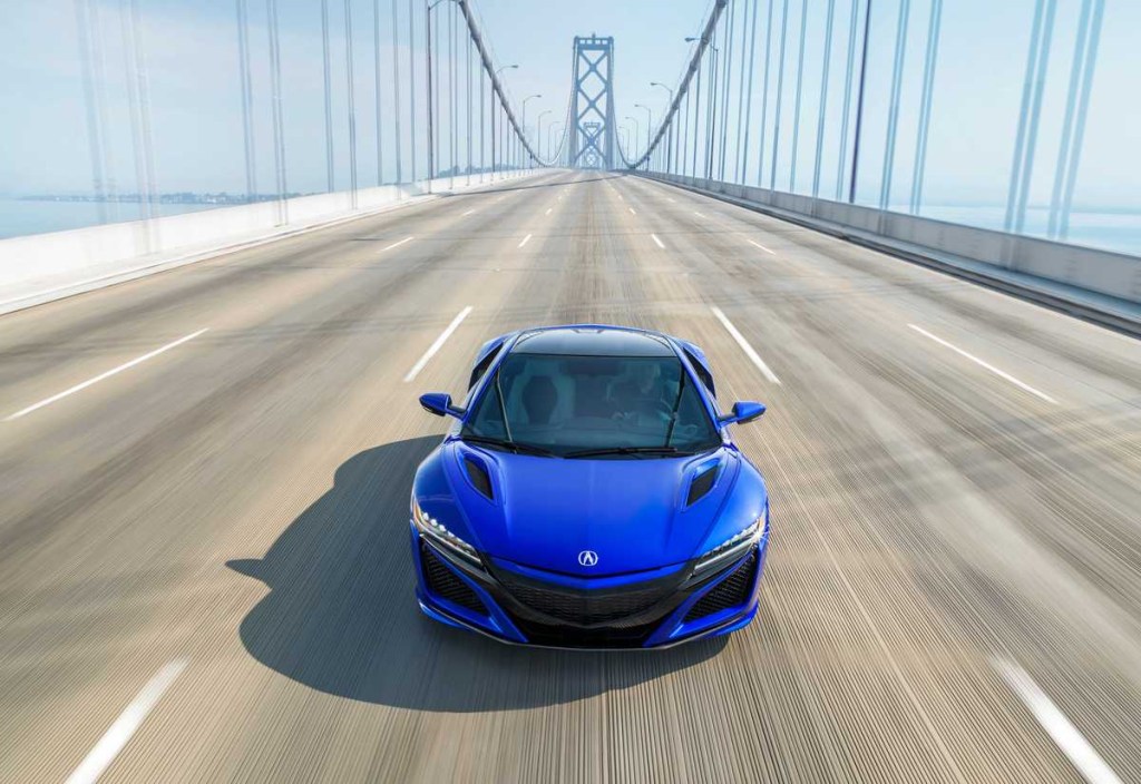 2020 Acura NSX in blue driving towards you