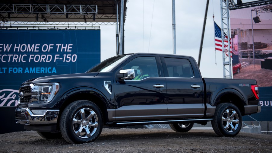 The 2021 Ford F-150 King Ranch Truck appears at the Ford Built for America event