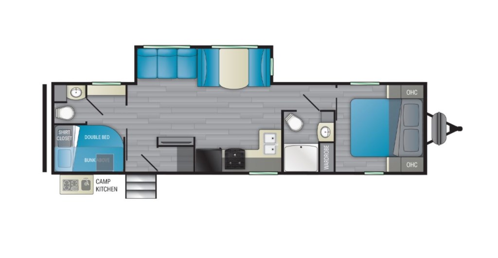 The floorplan of the 2021 Heartland Prowler RV
