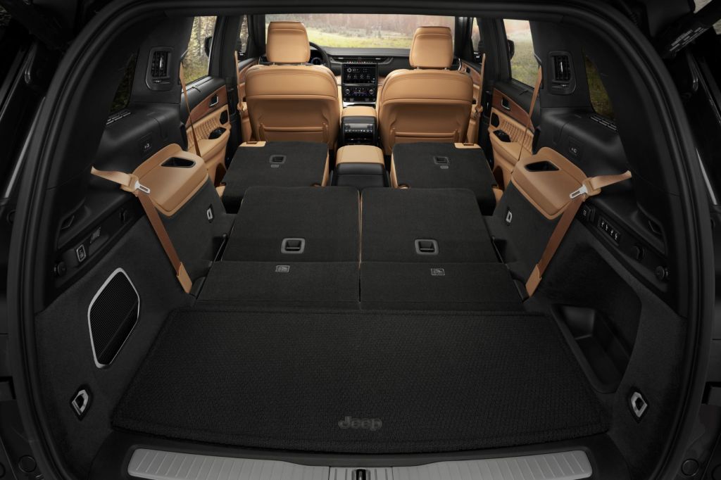 The 2021 Jeep Grand Cherokee L Summit Reserve's cargo area with 2nd- and 3rd-row seats folded