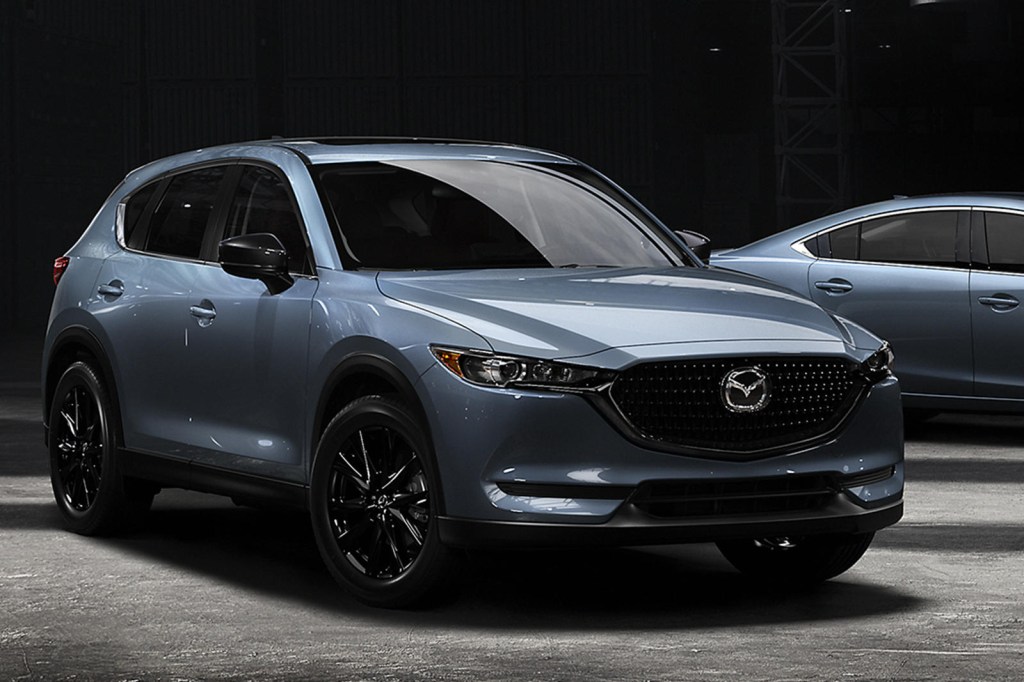 A 2021 Mazda CX-5 with PolyGray Metal paint.