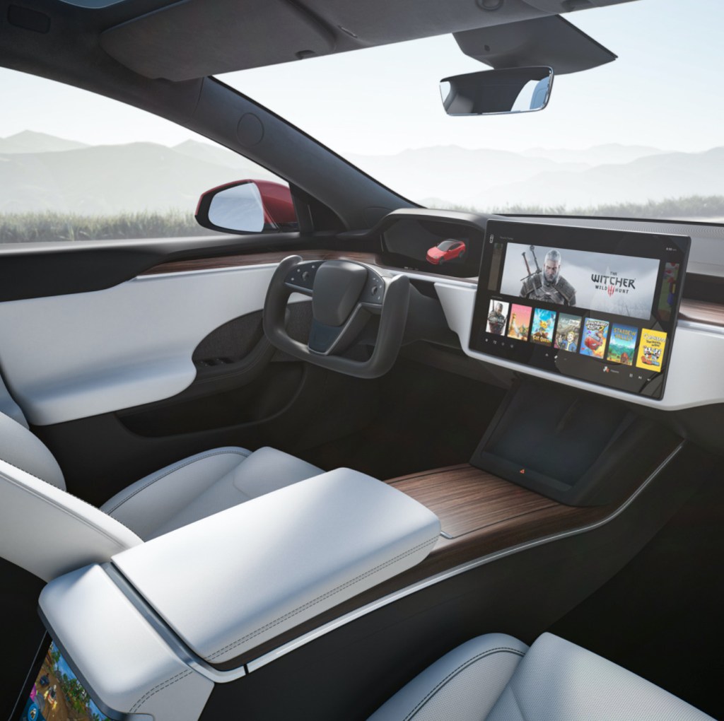 An image of the interior of a 2021 Tesla Model S.