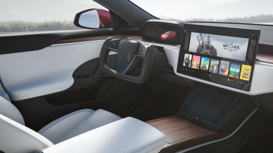 An image of the interior of a 2021 Tesla Model S.
