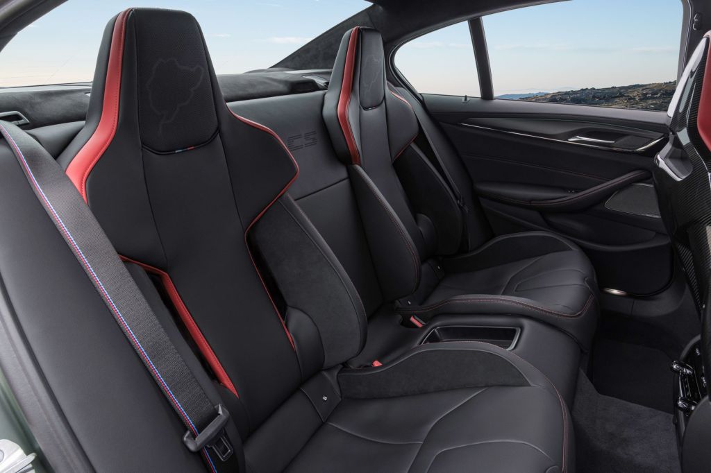 The rear seats in the 2022 BMW M5 CS