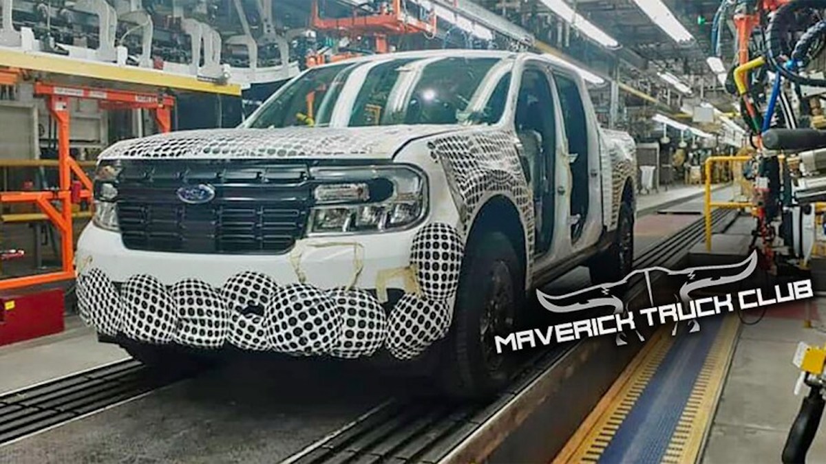 The 2022 Ford Maverick spied on production line