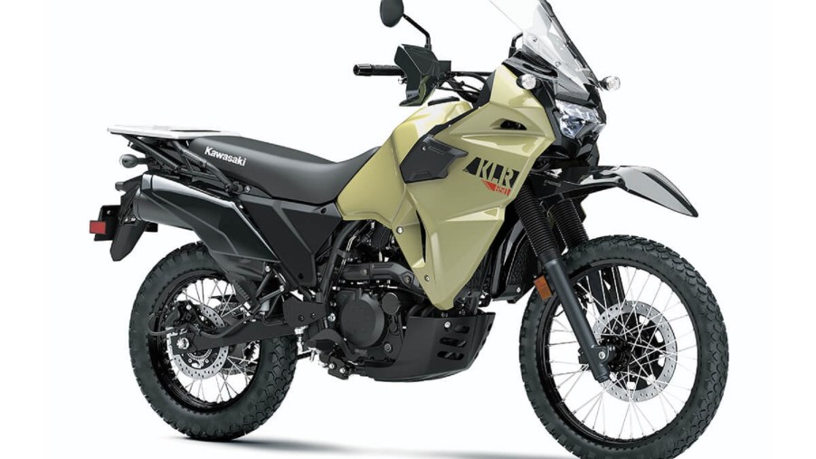 A tan-colored 2022 Kawasaki KLR650 ABS