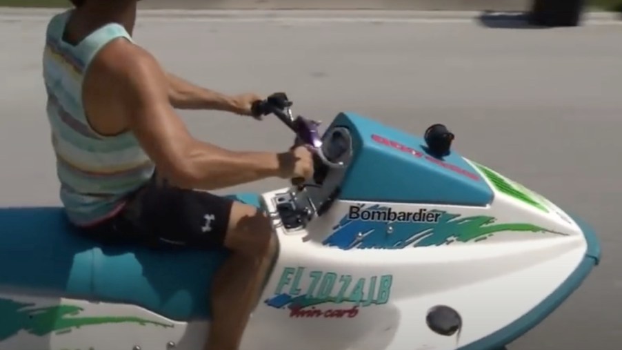 Sea-Doo and a Honda Elite motor scooter combined to make a road faring jet ski