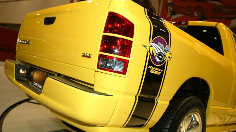 A Dodge Ram Rumble Bee truck on display
