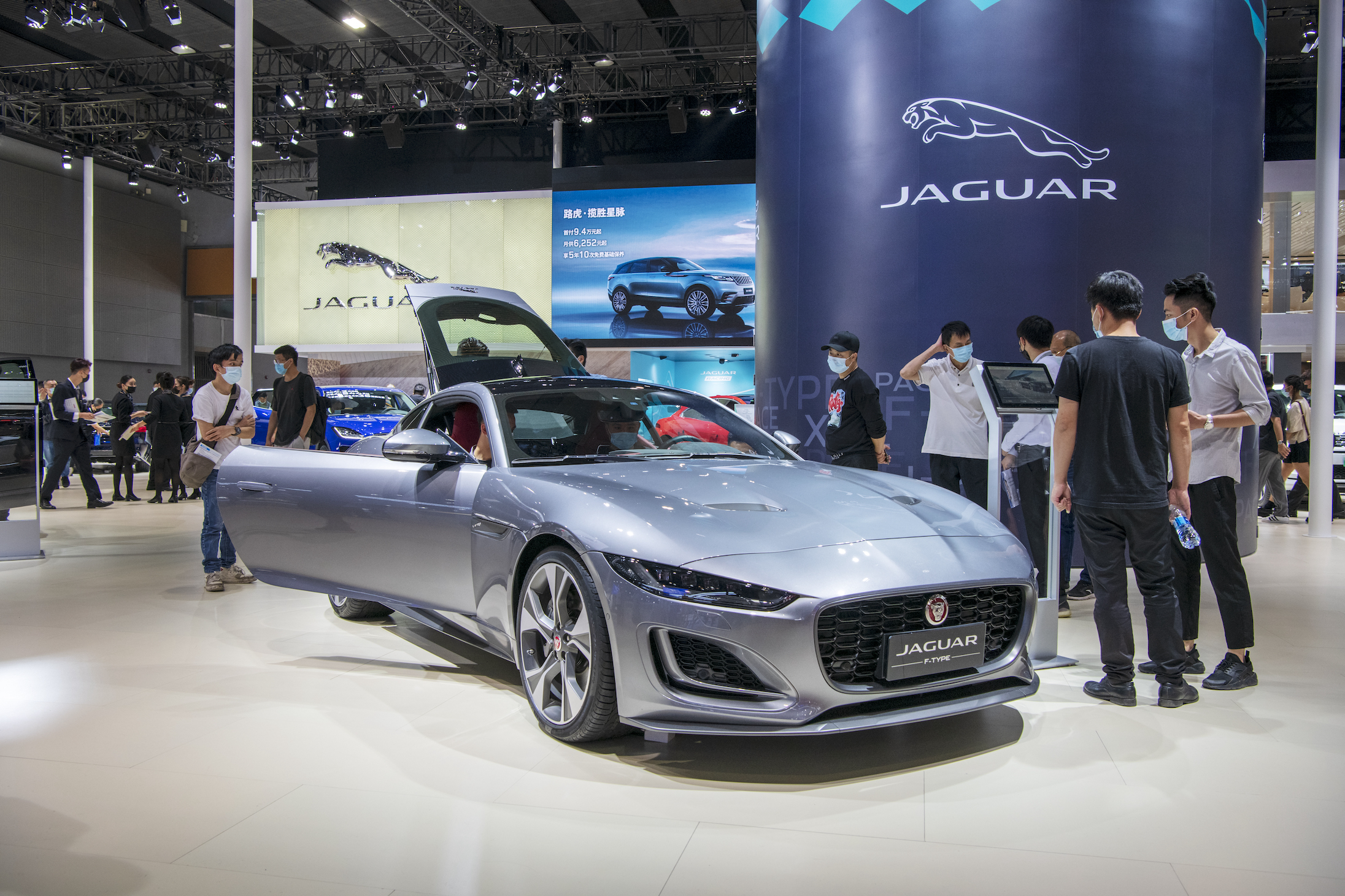 A Jaguar F-TYPE sports car is on display during the 18th Guangzhou International Automobile Exhibition