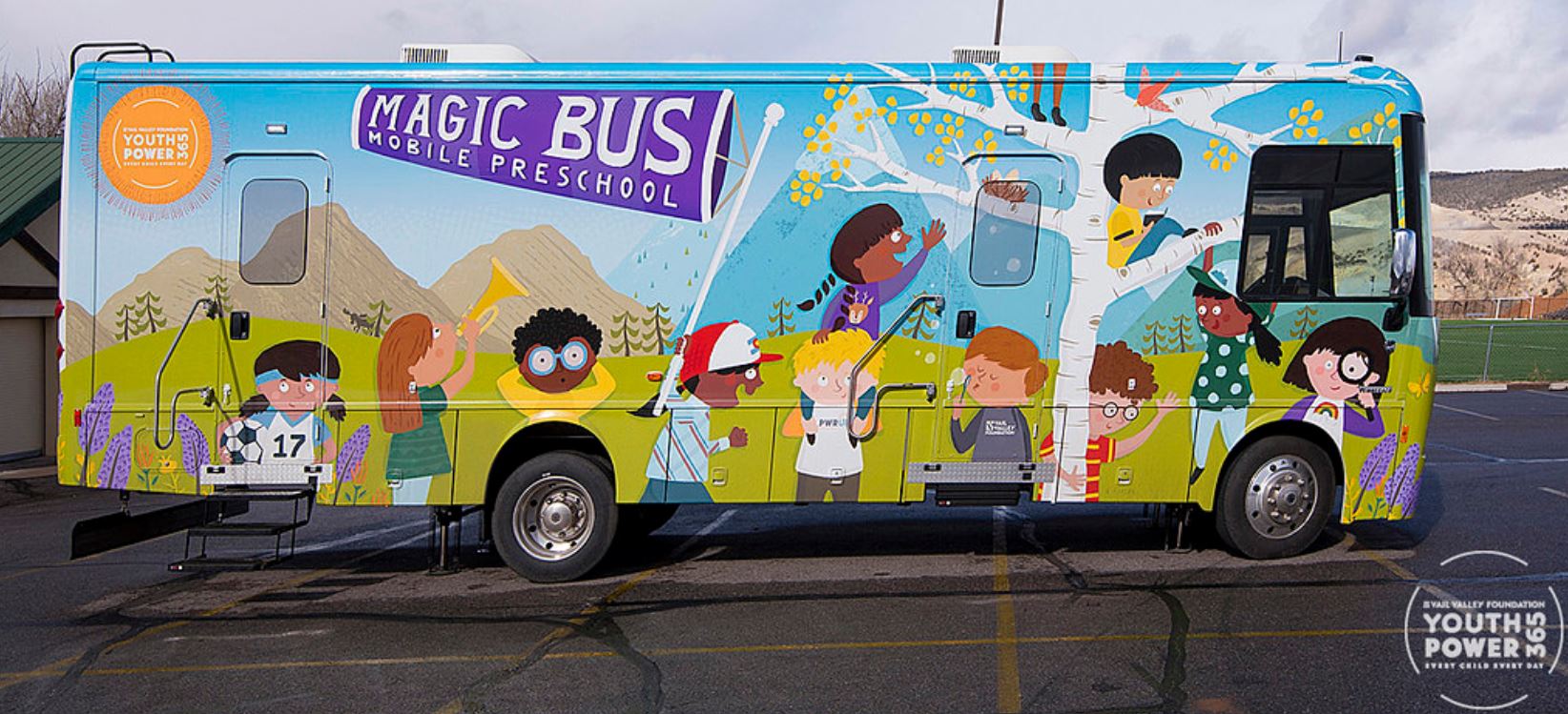 The profile of the Magic Bus mobile preschool EV Winnebago