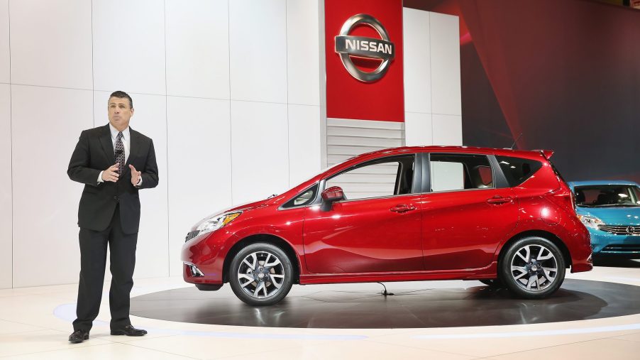 Fred Diaz, Senior Vice President of Nissan sales and marketing, introduces Versa Note SR at the Chicago Auto Show on February 6, 2014