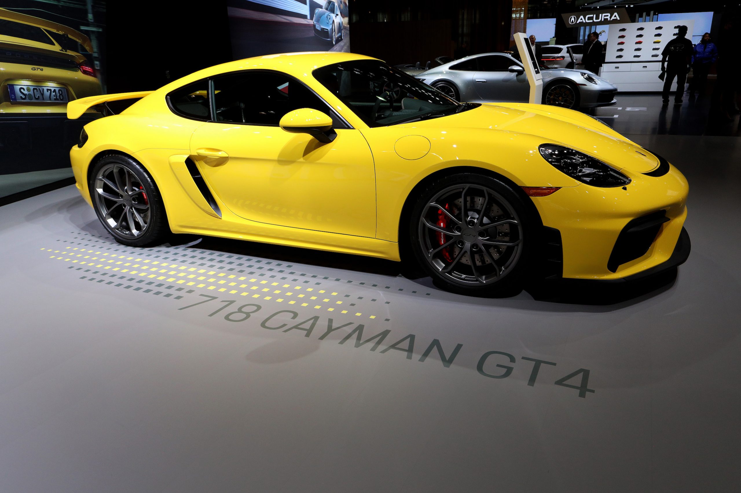 2020 Porsche 718 Cayman GT4 is on display at the 112th Annual Chicago Auto Show at McCormick Place