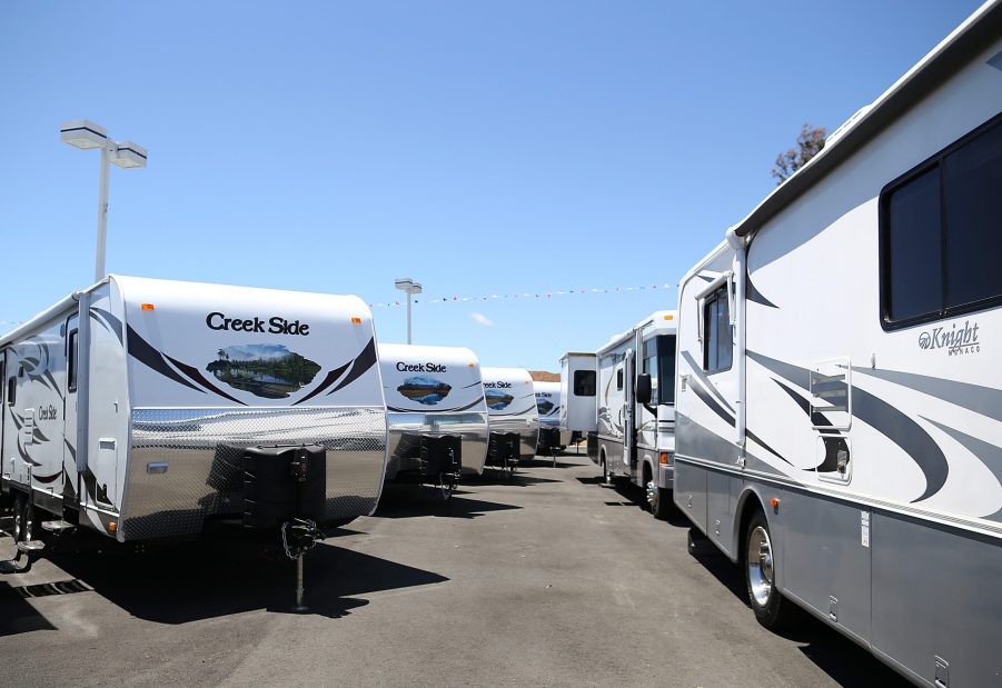 RVs on display at an dealership