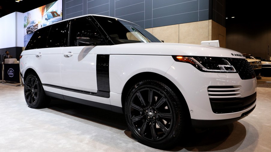A white 2020 Land Rover Range Rover is on display at the 112th Annual Chicago Auto Show at McCormick Place in Chicago, Illinois on February 6, 2020.