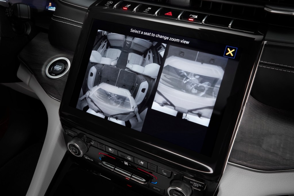 The Jeep Grand Cherokee L’s available rear-seat monitoring camera