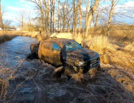 Broken 2021 Ram 1500 TRX Jumps Into a River With 44-Inch Tires Because Why Not