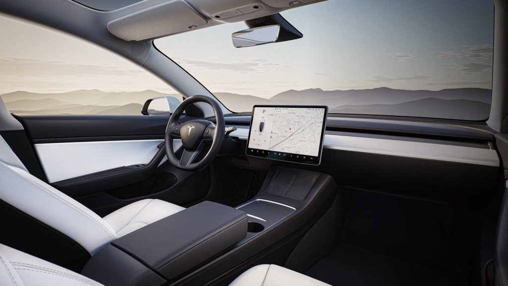 Cockpit area of the 2021 Model 3.