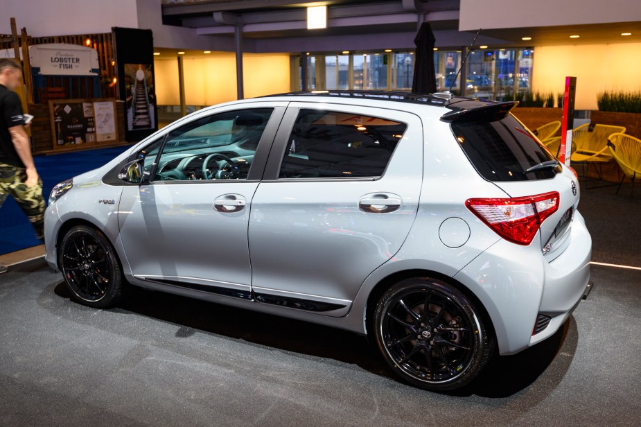Toyota Yaris GR hybrid compact city car on display at Brussels Expo