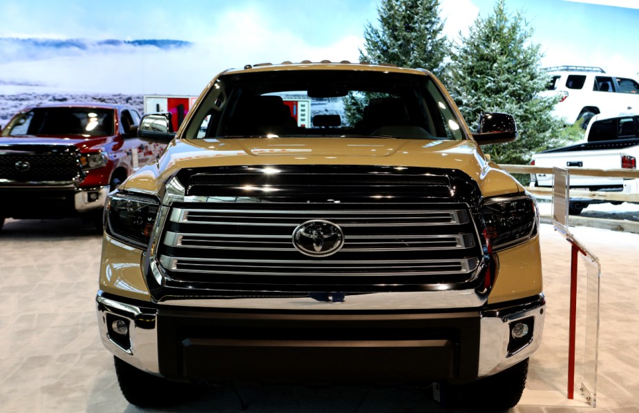 A Toyota Tundra on display at an auto show
