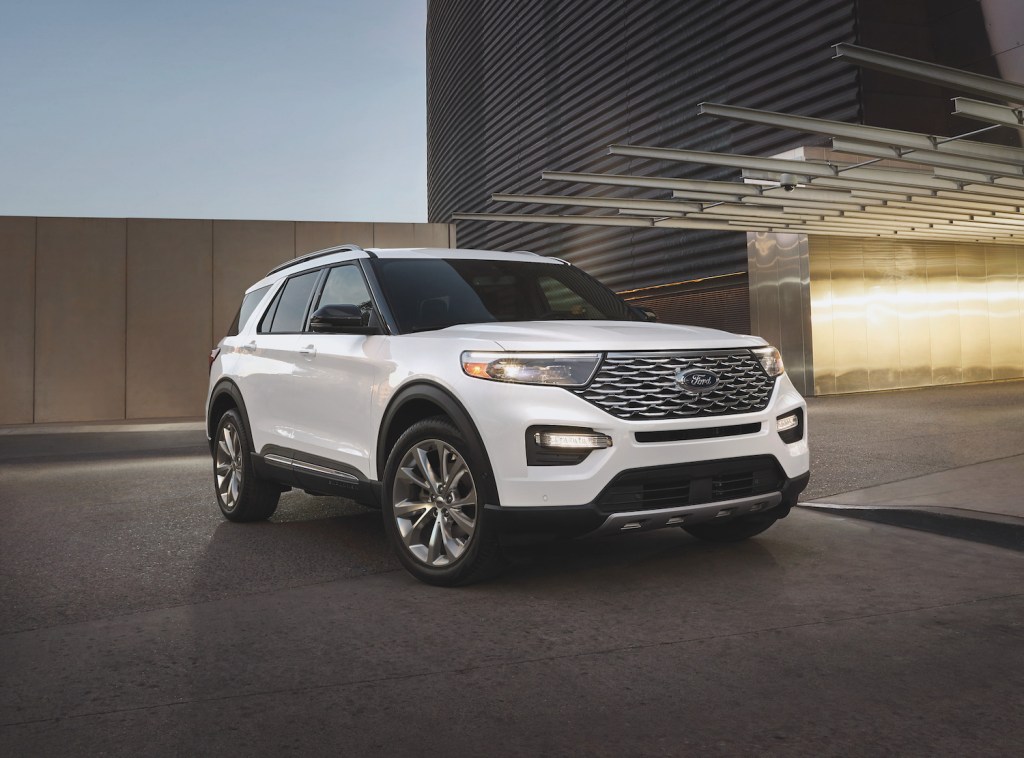 The 2021 Ford Explorer parked in a parking garage