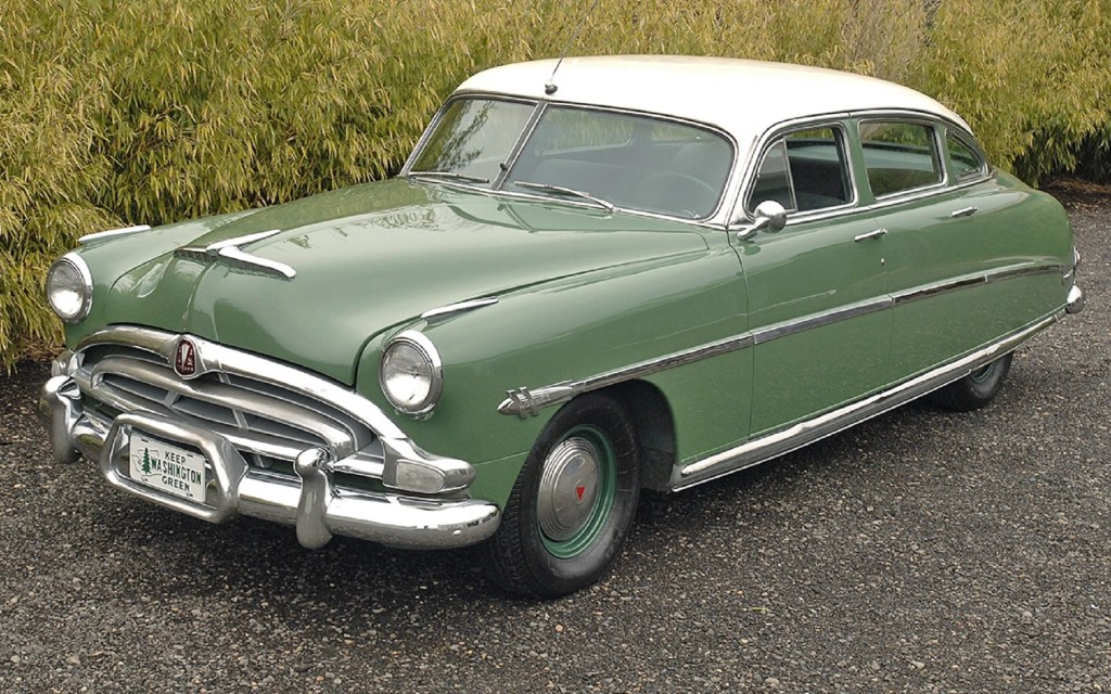 A green 1952 Hudson Hornet Twin-H Power