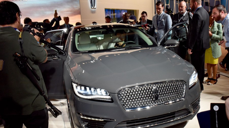 A gray Lincoln MKZ at the Los Angeles International Auto Show in November 2015