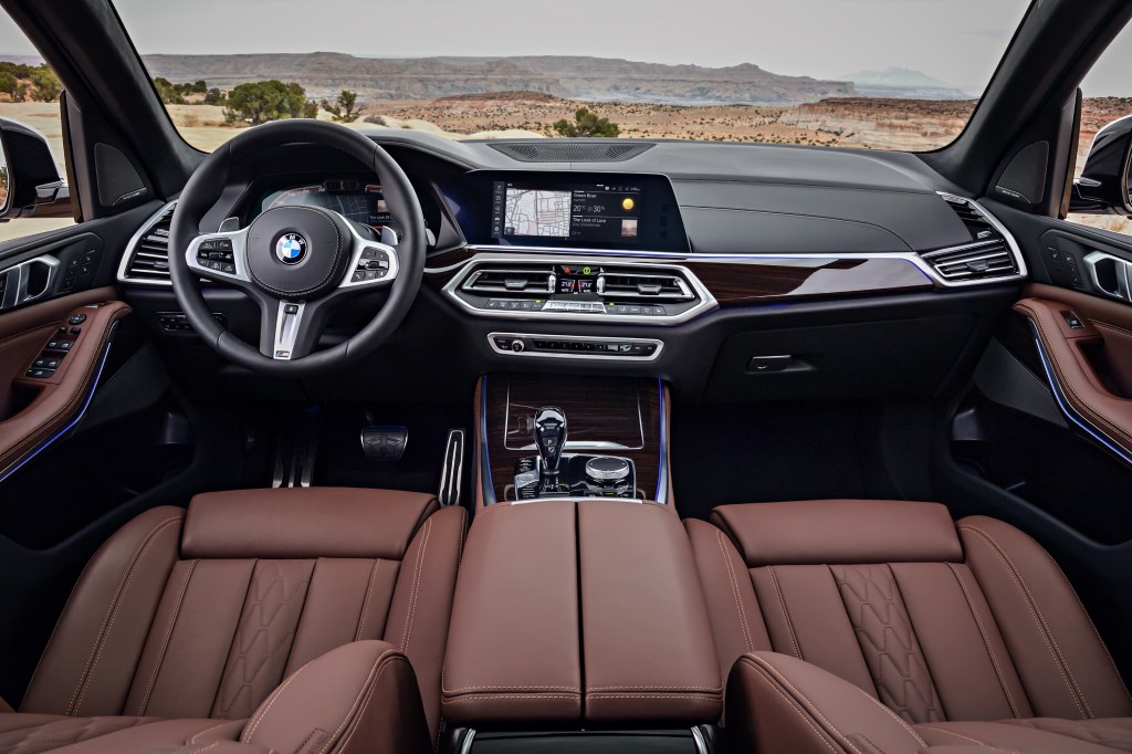 A look at the leather upholstery and center console inside the 2019 BMW X5
