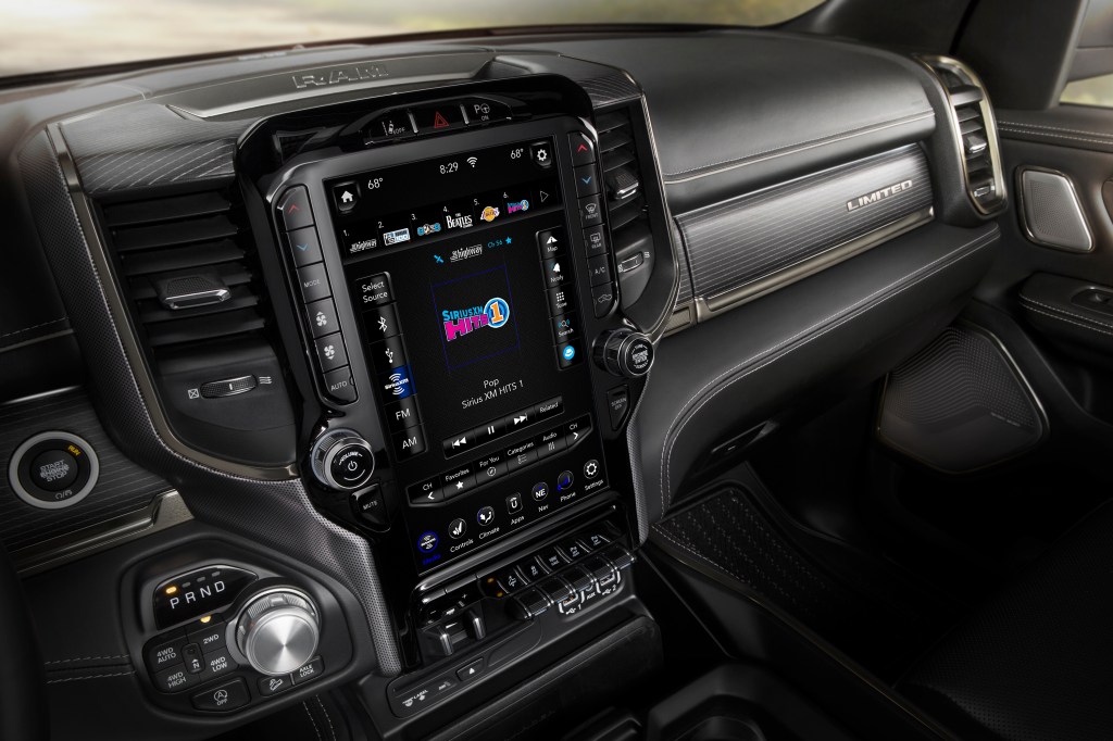 A look at the large touchscreen inside a 2019 Ram 1500