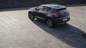 A blue 2020 Volvo XC40 Recharge Inscription parked, facing away