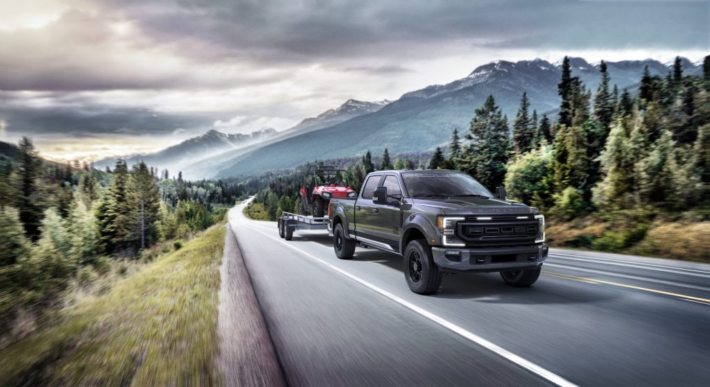 2020 Ford F-150 Roush towing an ATV 