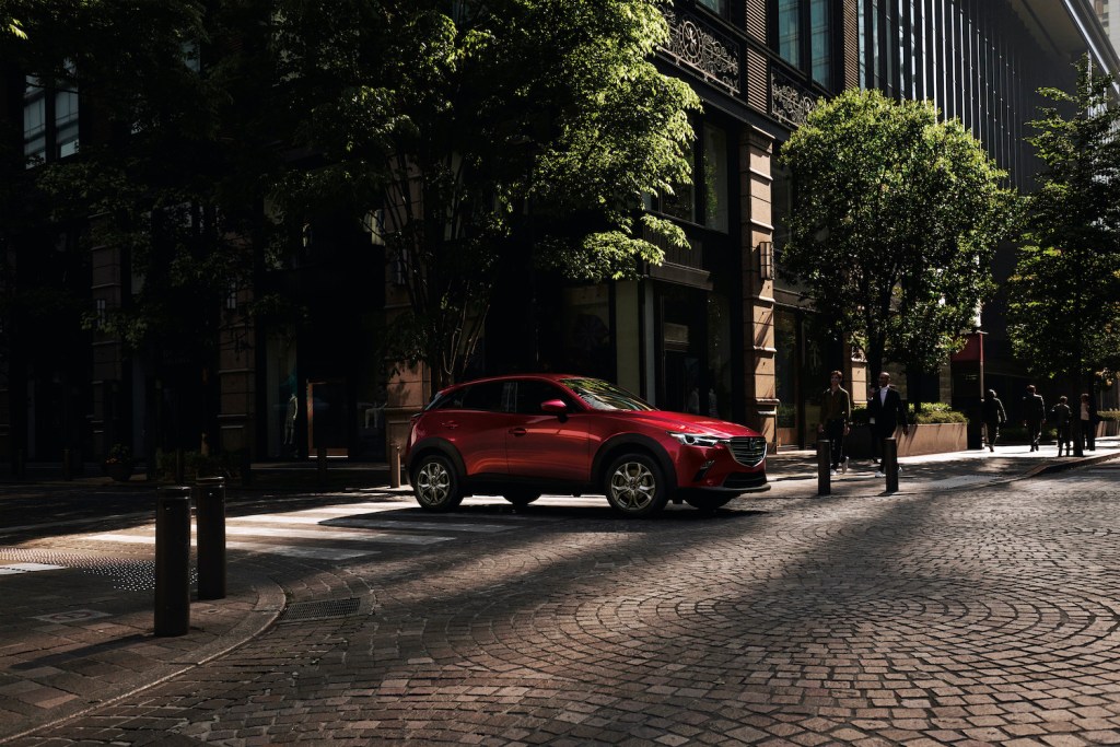A 2021 Mazda CX-3 parked in the shade