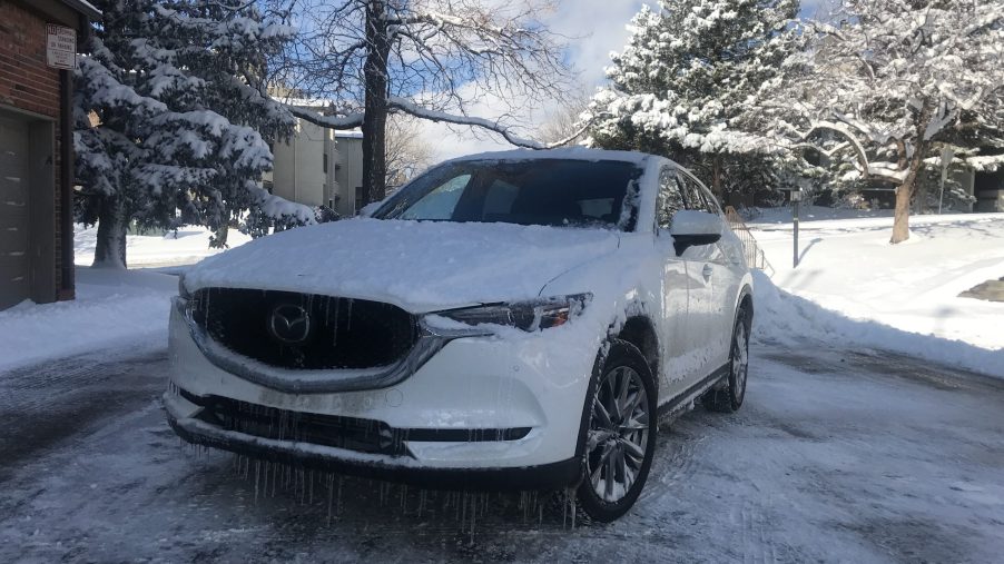 2021 Mazda CX-5 in the snow the day after a snowfall
