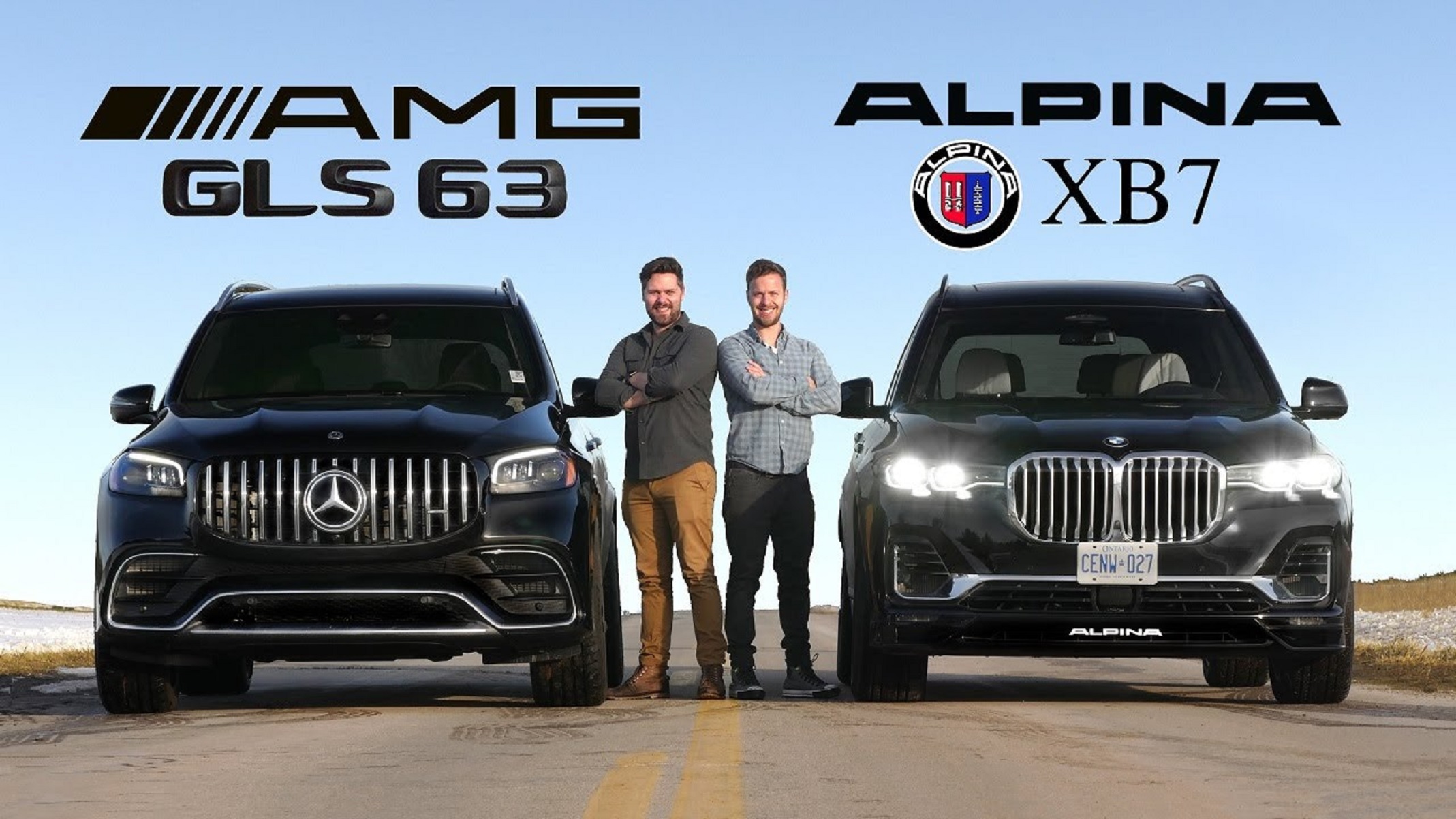 The Throttle House hosts with a black 2021 Mercedes-AMG GLS 63 and a black 2021 BMW Alpina XB7 on a road