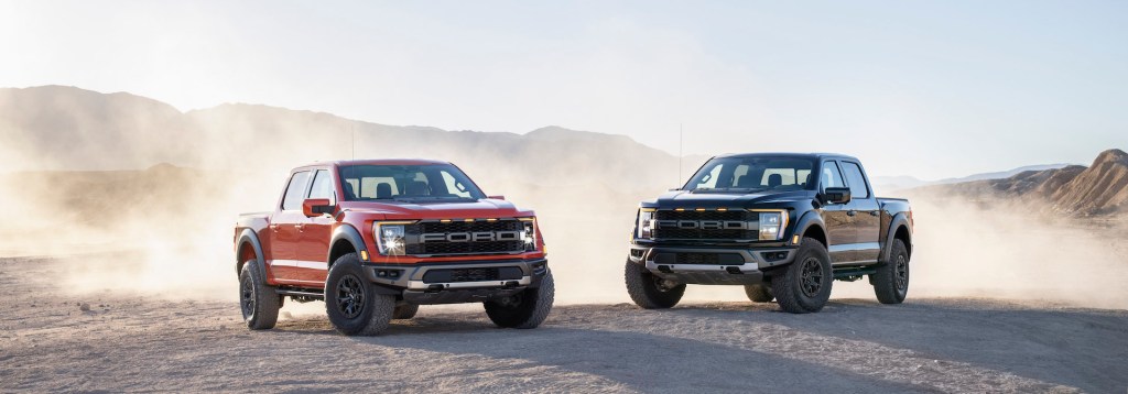 An image of the 2021 Ford F-150 Raptor in the desert.
