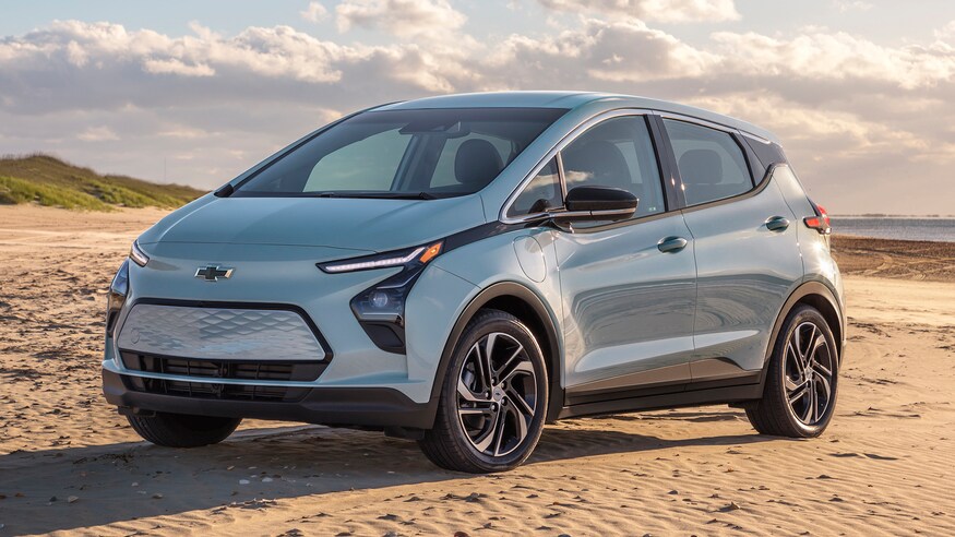 The 2022 Chevy Bolt EUV parked in sand