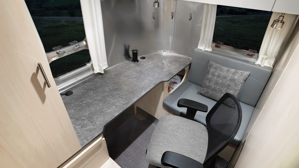 The Airstream Flying Cloud Office desk area 