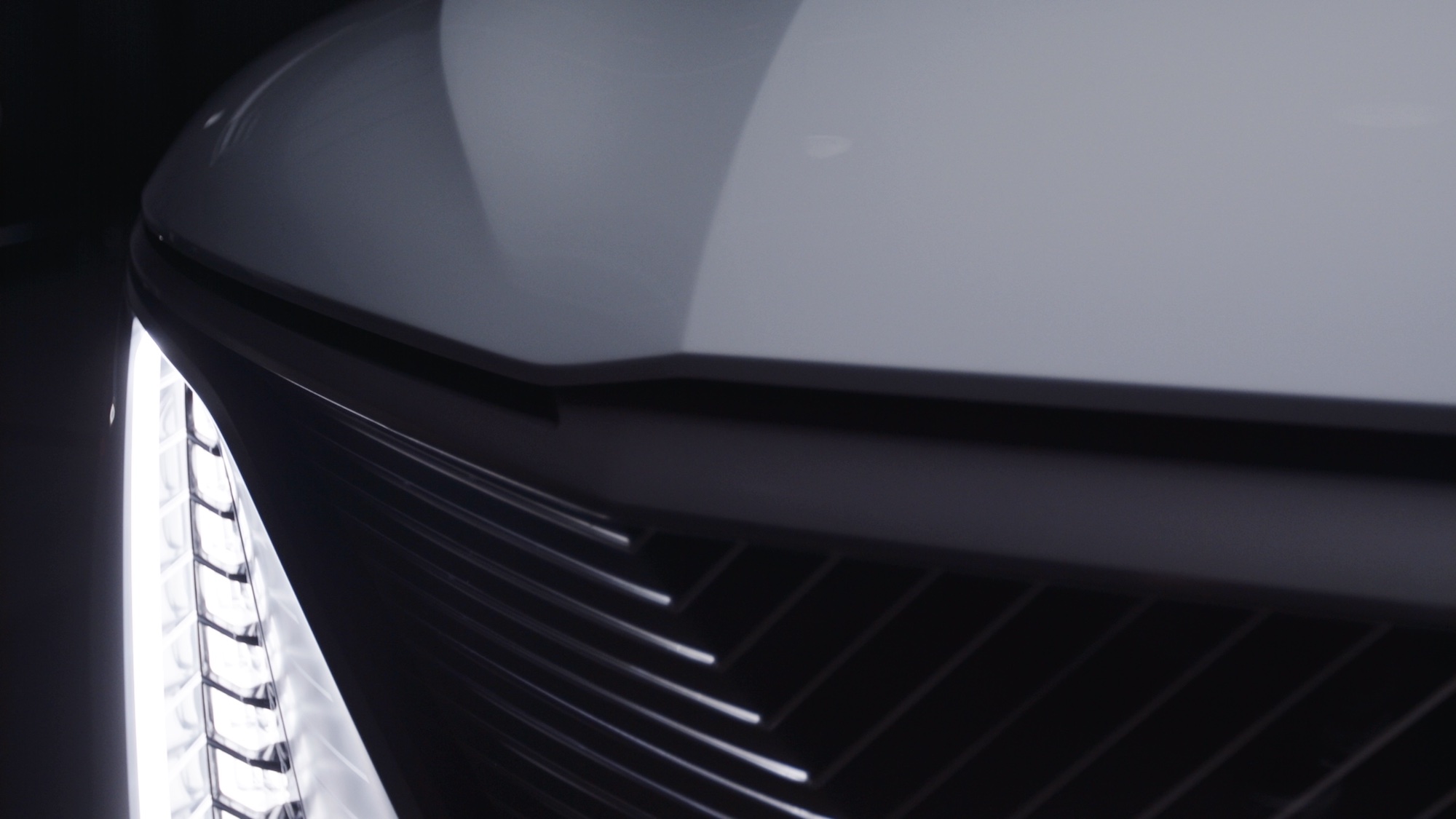The upcoming Cadillac Celestiq EV's partial front end and passenger-side headlight