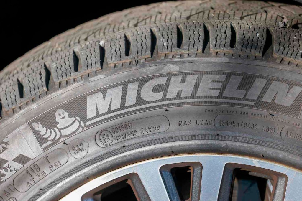 A close-up photo of a Michelin tire.
