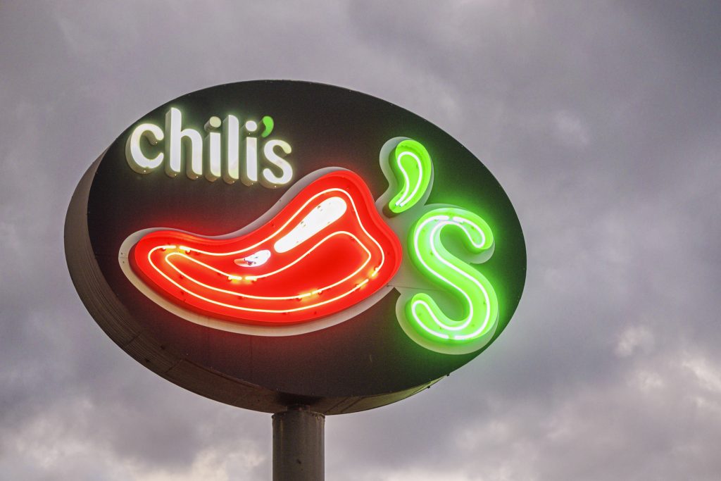 Florida, Orlando, Chili's Grill & Bar, restaurant neon sign