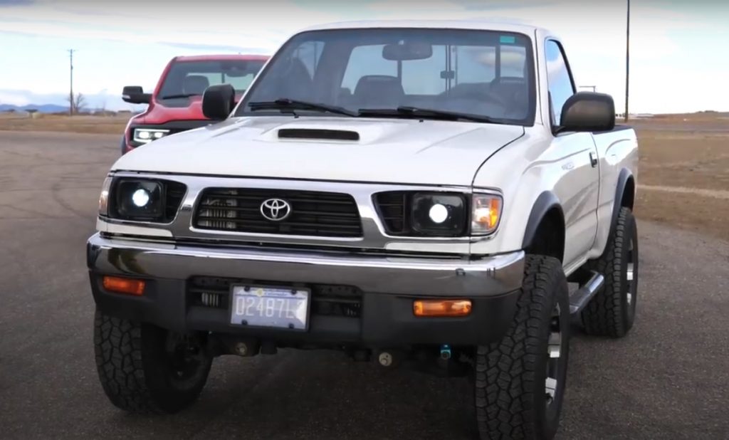 a supercharged first generation Taco ready for the drag race