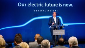 General Motors President Mark Reuss announces on January 27, 2020, a $2.2 billion investment at its Detroit- Hamtramck (MI) assembly plant to produce a variety of all-electric trucks and SUVs.