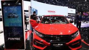 A Honda Civic sedan is on display during 2020 Beijing International Automotive Exhibition