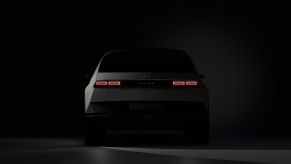 A rear view of the Hyundai Ioniq 5 electric CUV