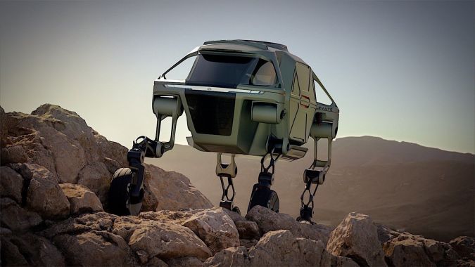 Hyundai TIGER autonomous robot concept traveling over alien terrain