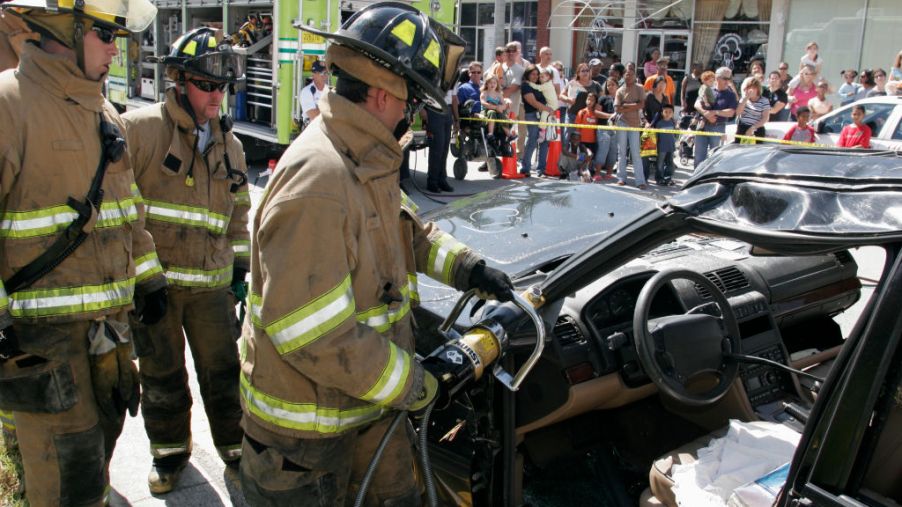 Jaws of life in fireman's hands