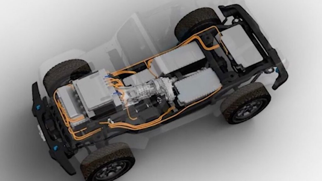 Teaser image of all new Jeep Wrangler BEV concept truck for the Easter Jeep Safari