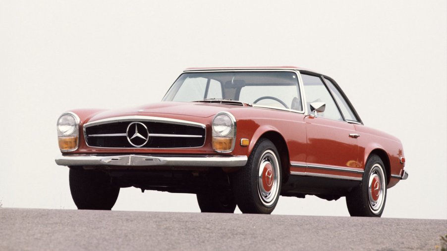 An image of a Mercedes-Benz 230 SL parked outdoors.