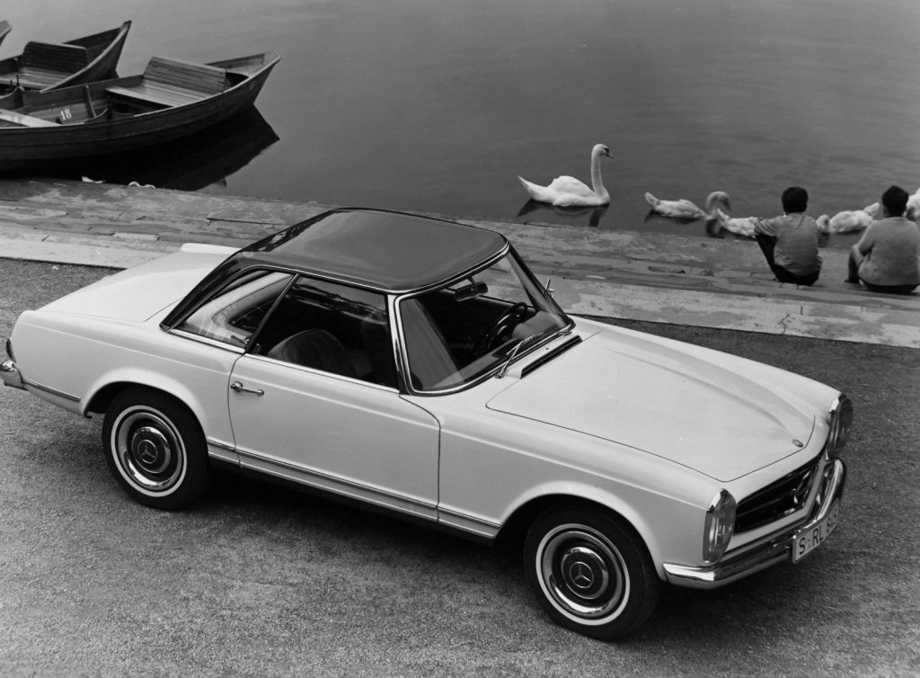 An image of a Mercedes-Benz 230 SL parked outdoors.